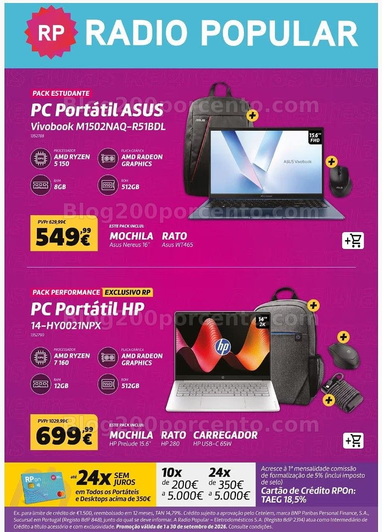 Antevisão Folheto RADIO POPULAR Regresso às Aulas Promoções de 1 a 30 setembro